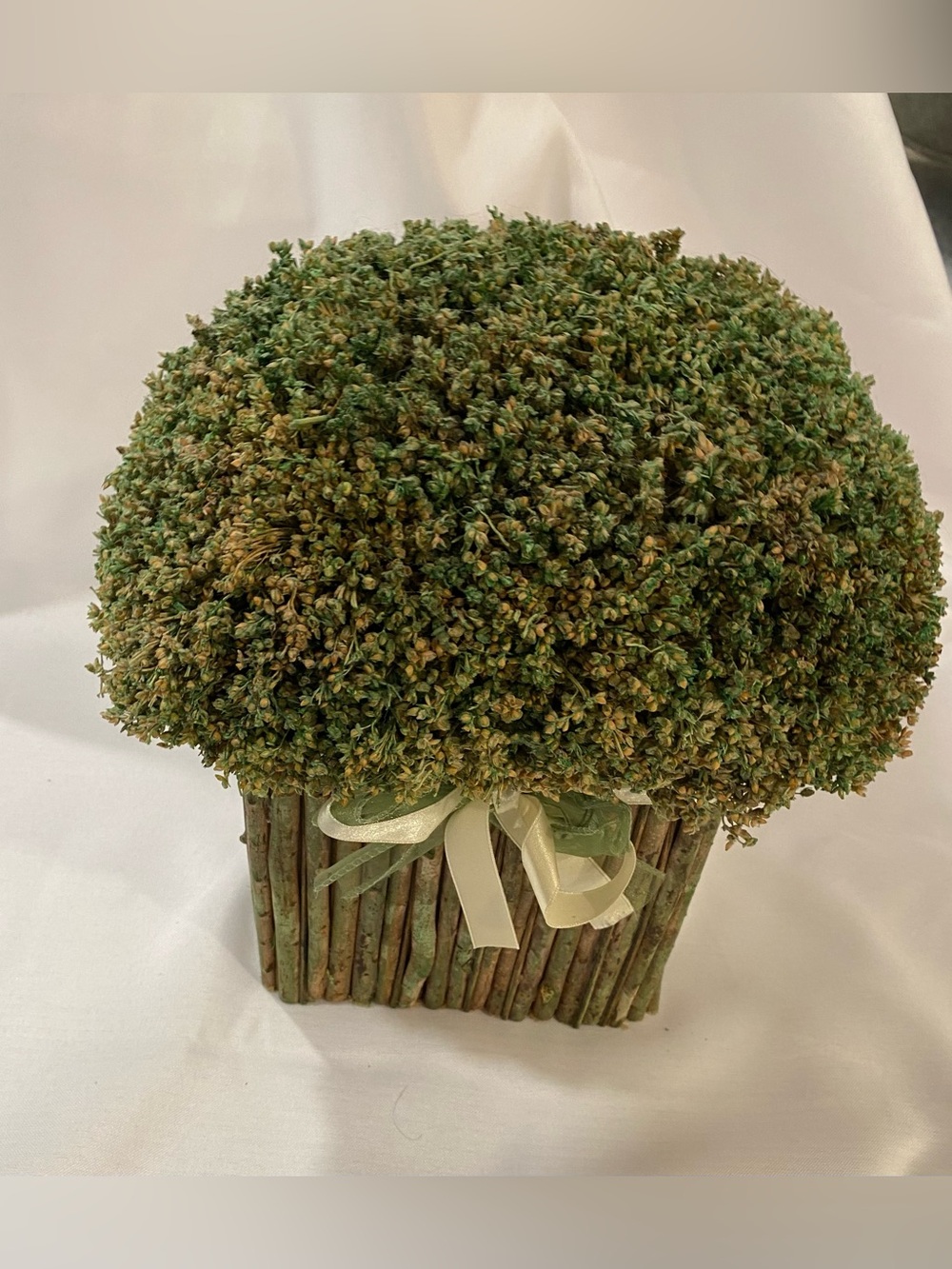 Green Decorative Topiary in Rustic Stick Planter